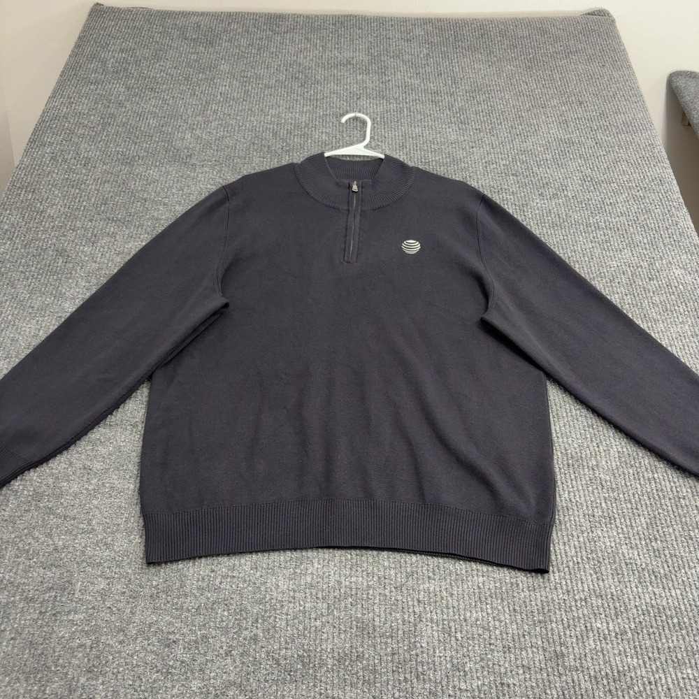 Lands End Sweater Men Xl Navy Blue Cotton Quarter Zip… - Gem